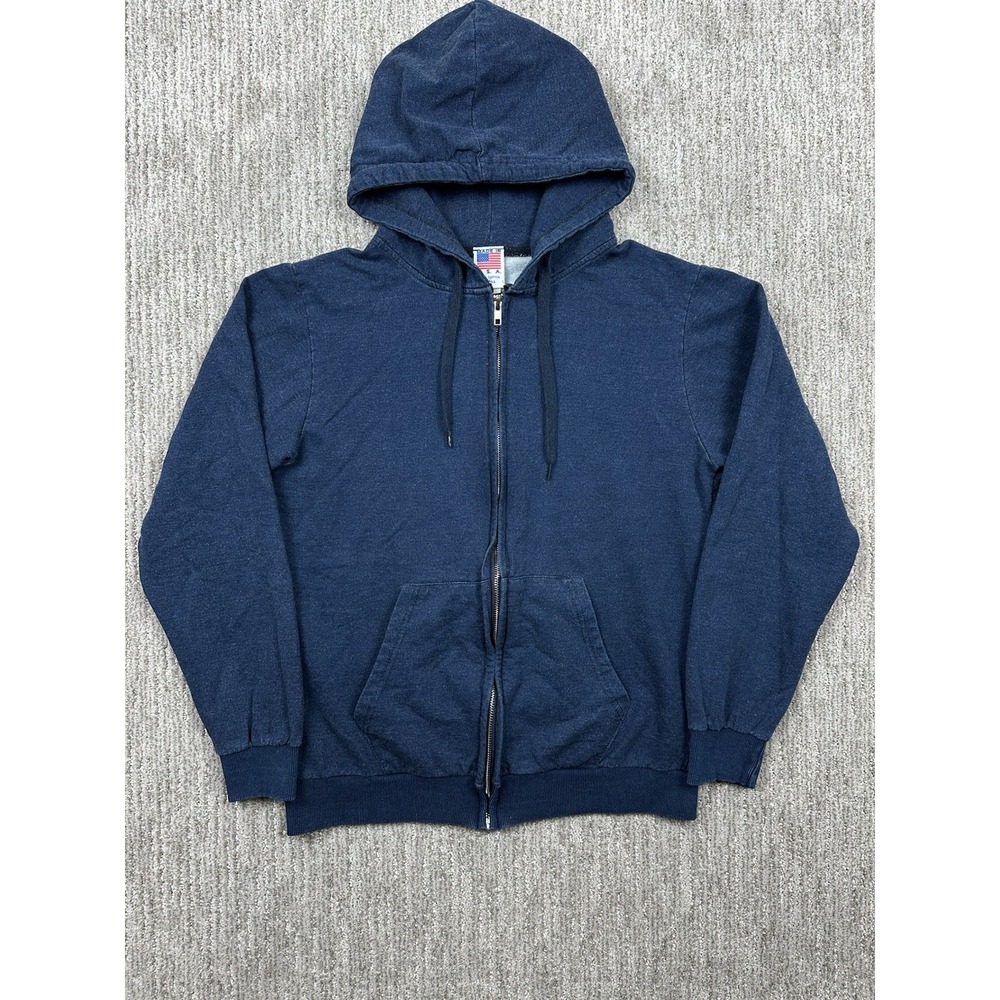 Vintage USA Made IAM Aerospace Machinists Zip Hoodie Navy Blue Sm Sweatshirt Zip